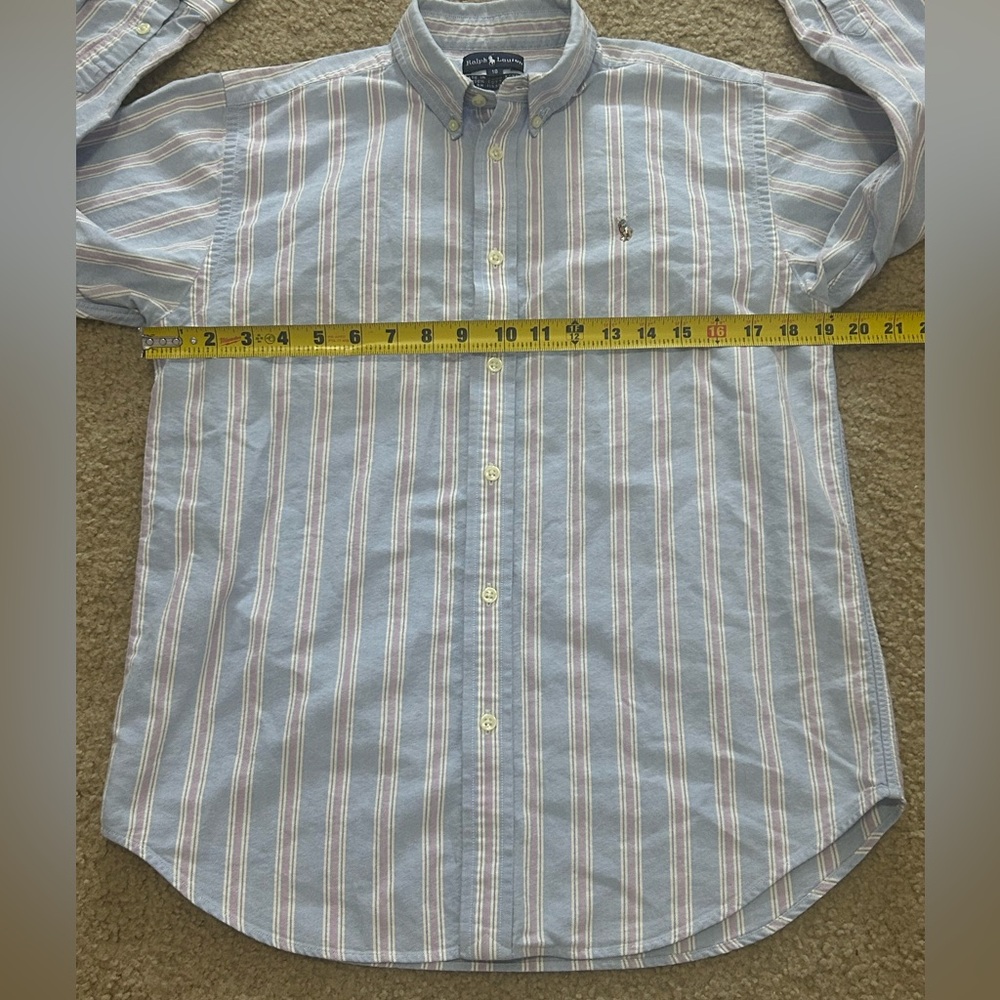 Vintage Ralph Lauren Men’s Size 18 Striped Button Down Shirt - Picture 5 of 7